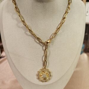 Gold Lariat Star Pendant Necklace